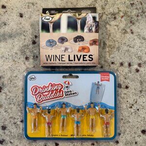 Bundle of Wine Glass Charms Markers Cats Drinking Buddies New Hostess Gift